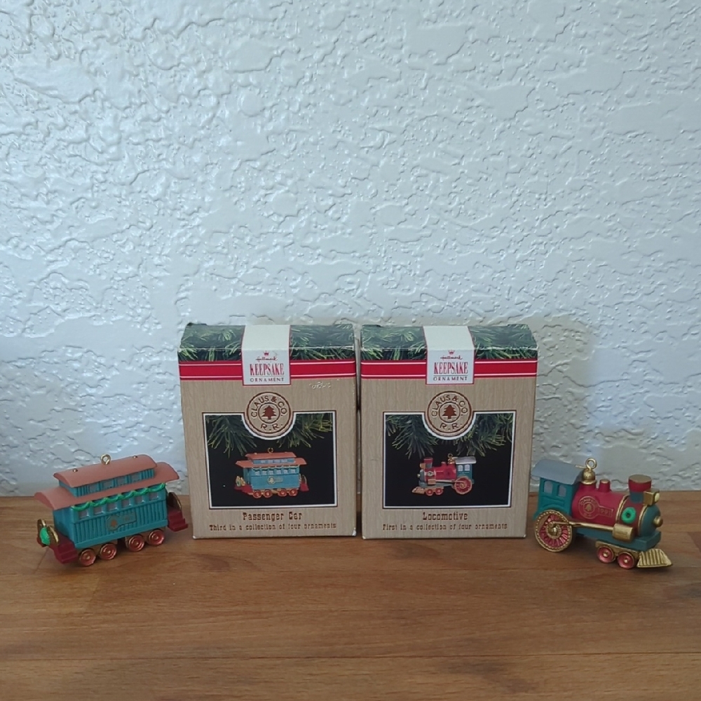 Hallmark Keepsake Passenger Car And Locomotive Ornaments